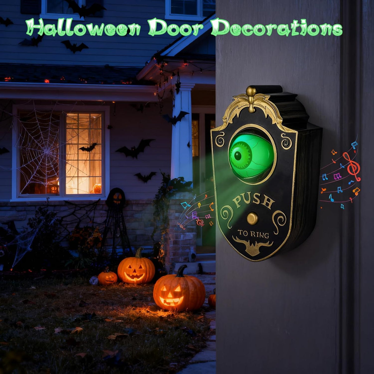 Halloween Decoration,Halloween Doorbell, One Eyed Doorbell with Spooky Sounds,Props for Haunted House Party Decor
