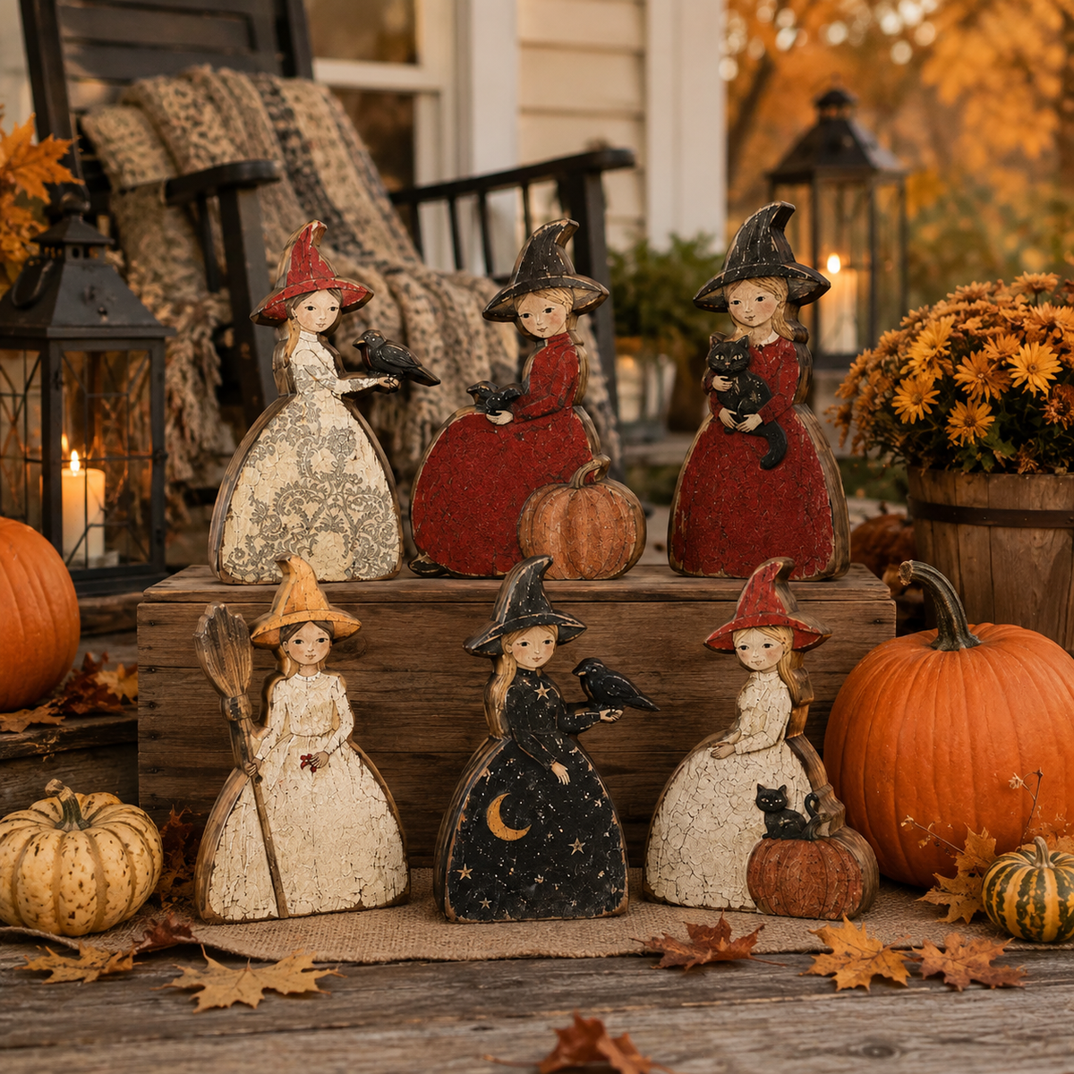 Vintage Halloween Character Wooden Tabletop Decor