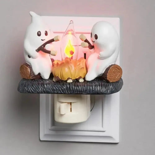 Ghost Campfire Flickering Night Light Halloween Decor LED Flame Effect Spooky Indoor/Outdoor Ambient Lighting USB Powered