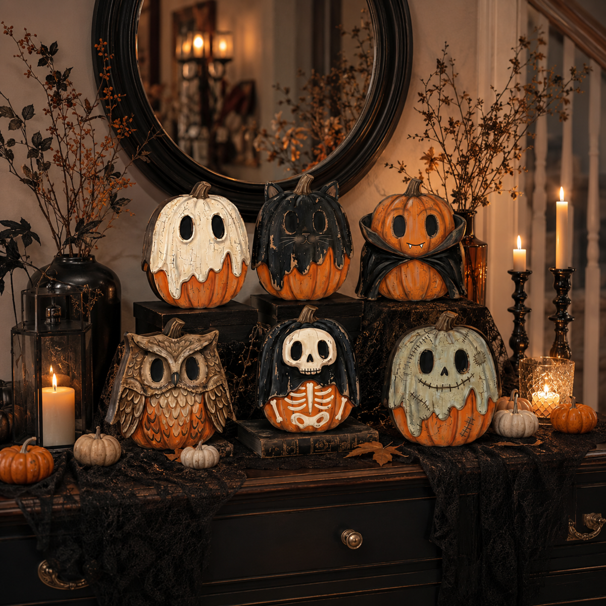 Spooky Halloween Pumpkin Wooden Tabletop Decor
