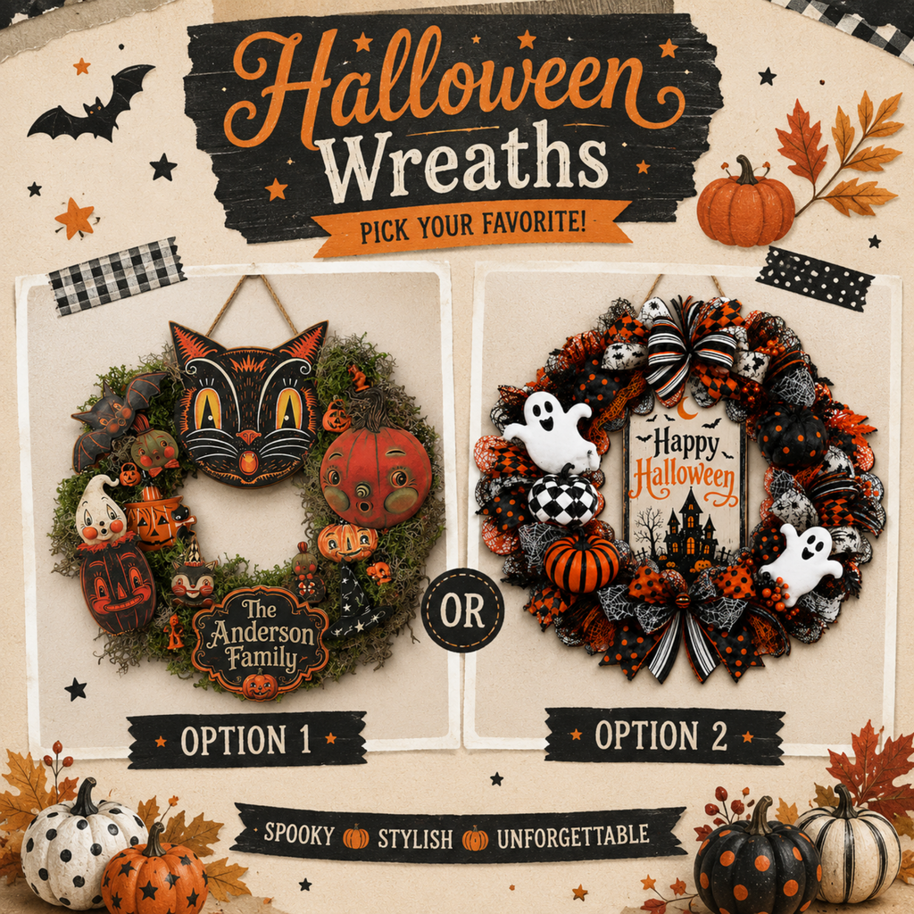Personalized Halloween Wreath Front Door Decor