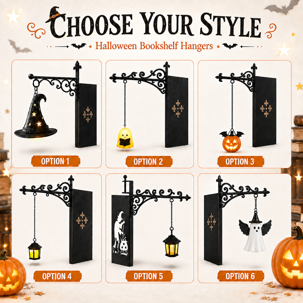 Lighted Halloween Hanging Bookshelf Sign Bookend