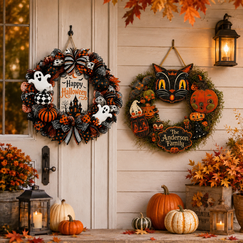 Personalized Halloween Wreath Front Door Decor
